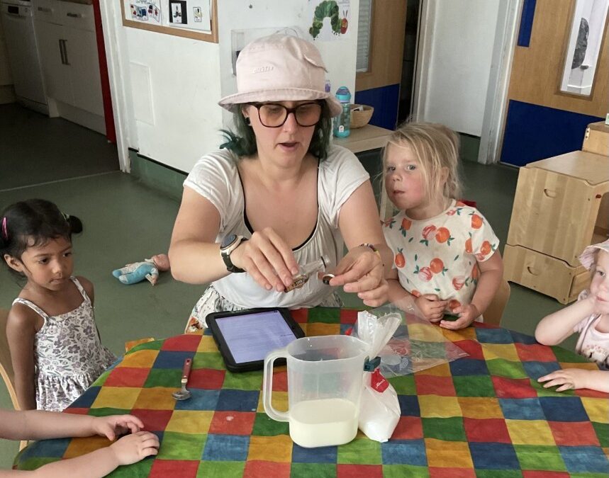 The Children in Acorns Room Make Ice Cream